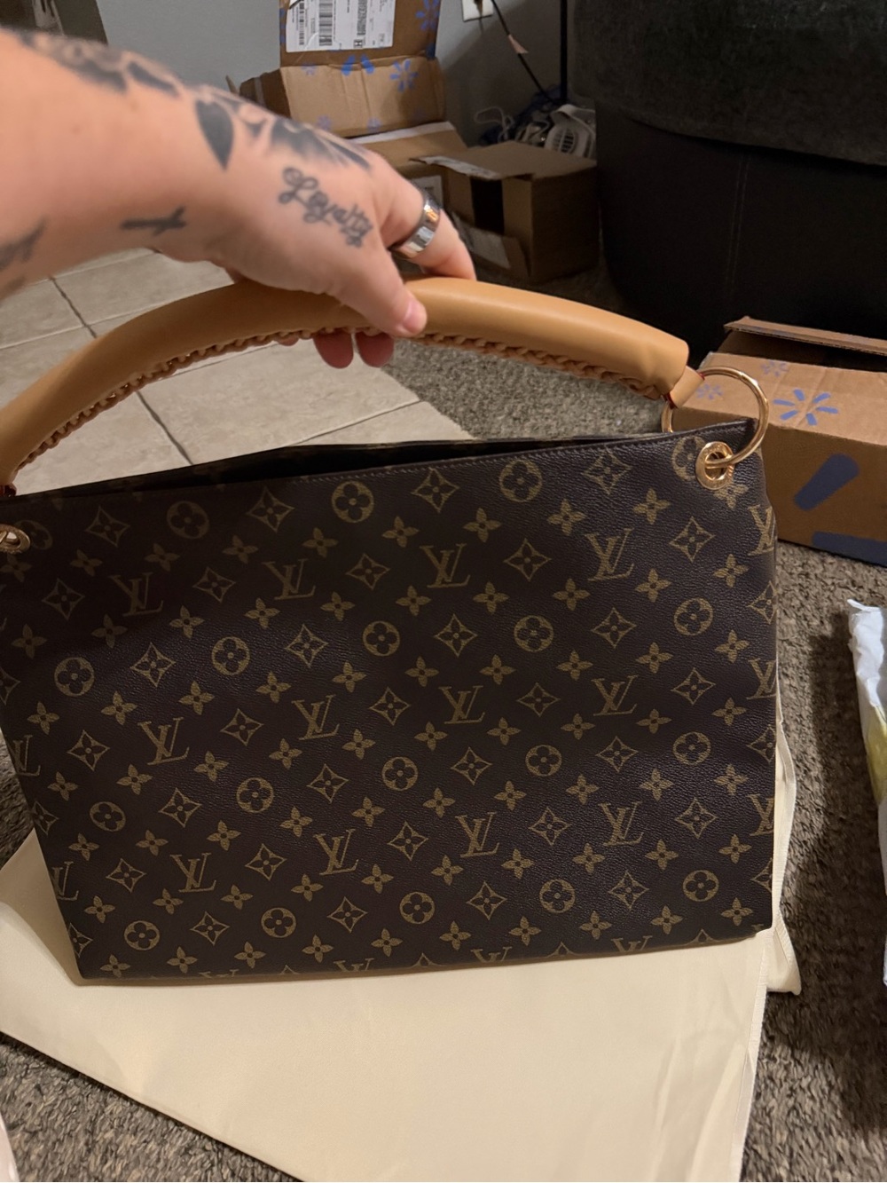 Monogram Canvas Top-Handle Tote in Brown